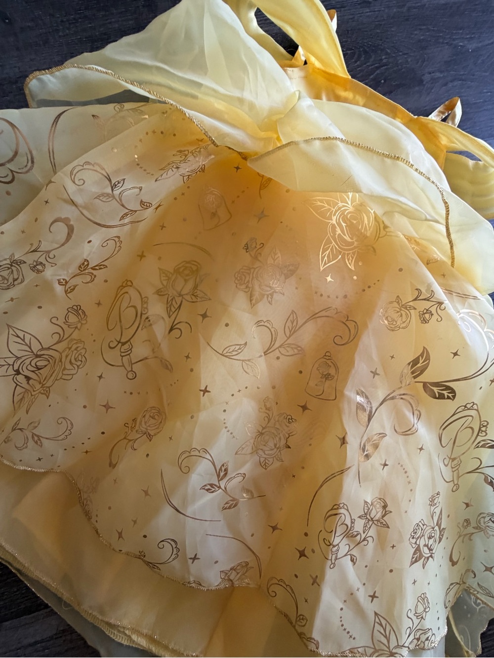 Disney Yellow Princess Dress Costume with Pink Rose Accents - Picture 7 of 7